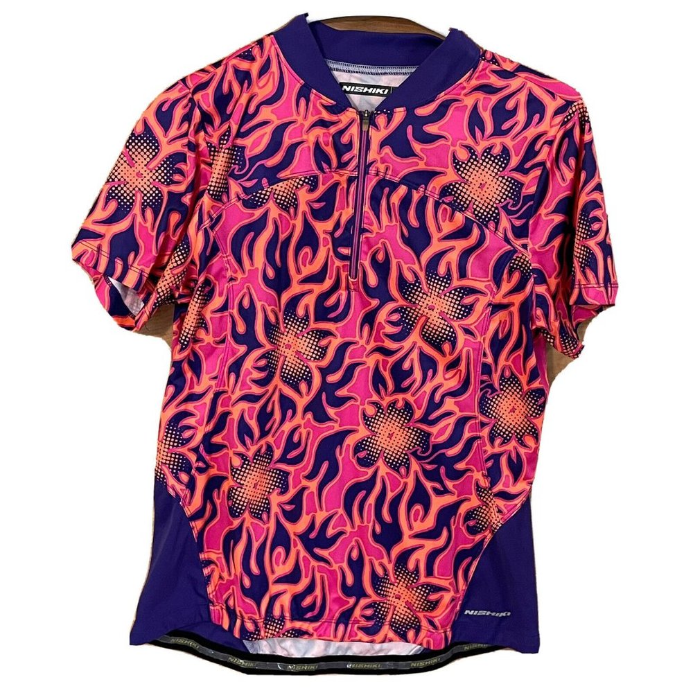nishiki women’s large bike cycling shirt top Jersey short sleeve purple pink